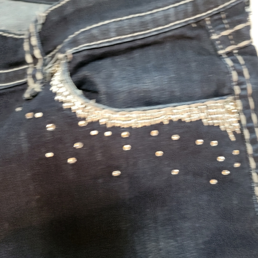 Maurices Dark Blue Denim Capris with Silver Stud Detail - Picture 8 of 11